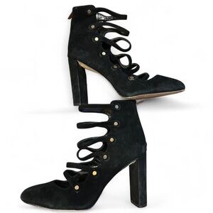 Vince Camuto Black Suede Lace Up Heels
